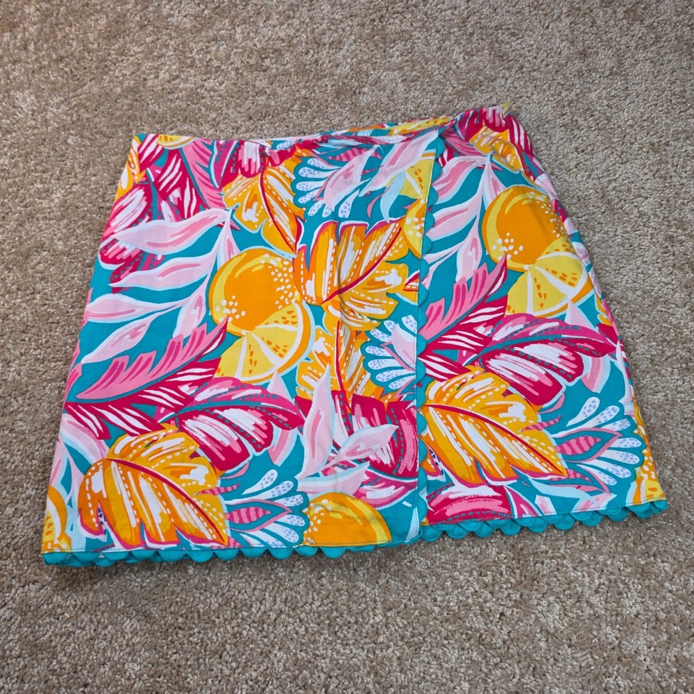Crown & Ivy Skort Tropical Citrus Ric-Rac Trim Preppy Summer Size 6